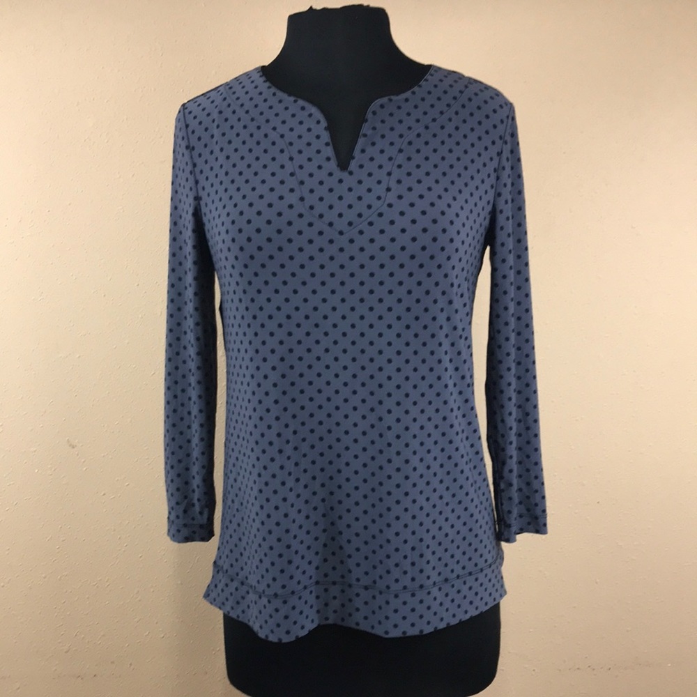 Anne Klein Dot Split Neck Blouse, Size X-S